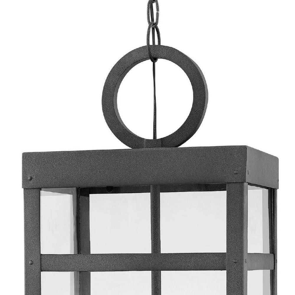 Aged Zinc 4-Light Transitional Outdoor Pendant with Clear Glass