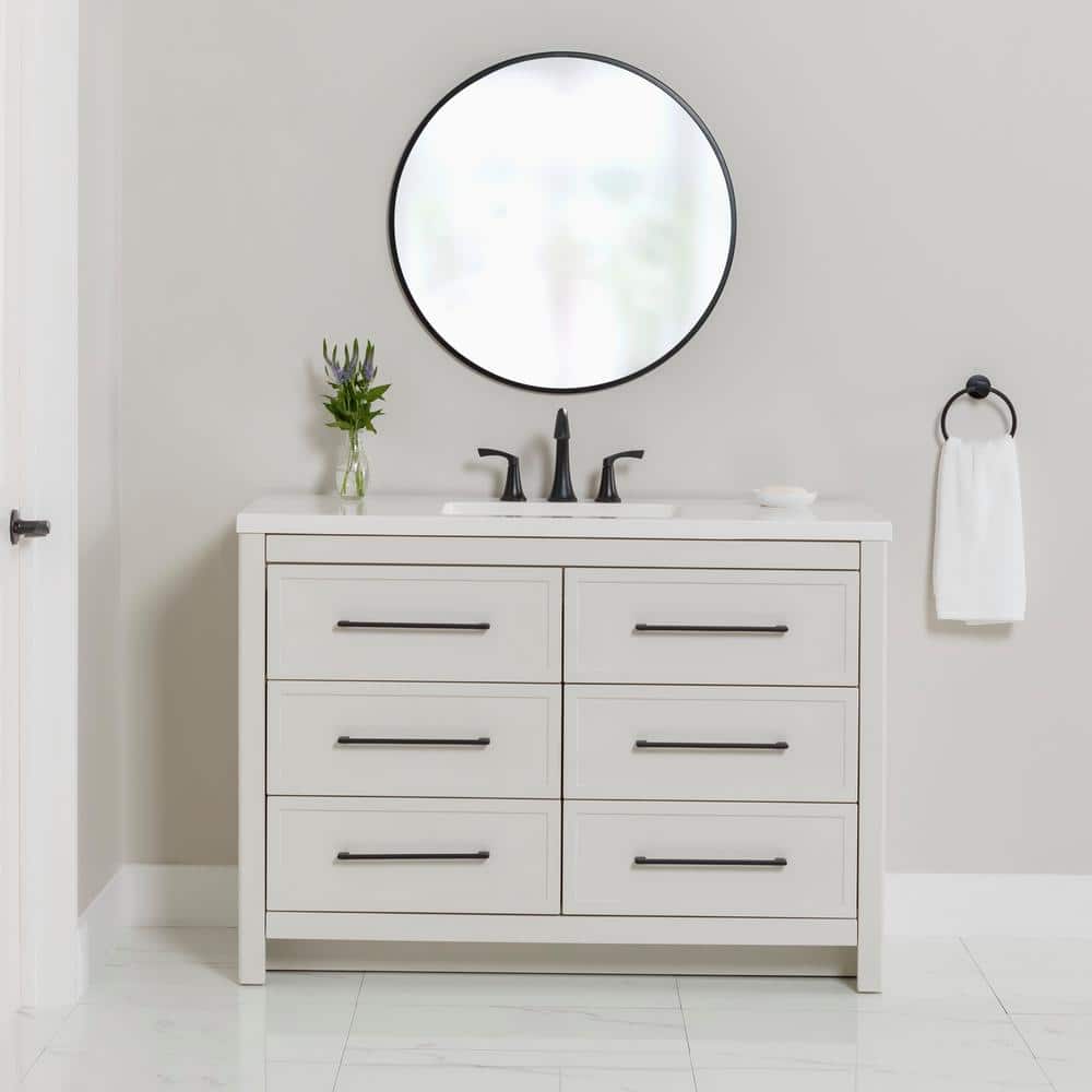 Hailey 49 in. Single Sink Soft Beige Bath Vanity with White Cultured Marble