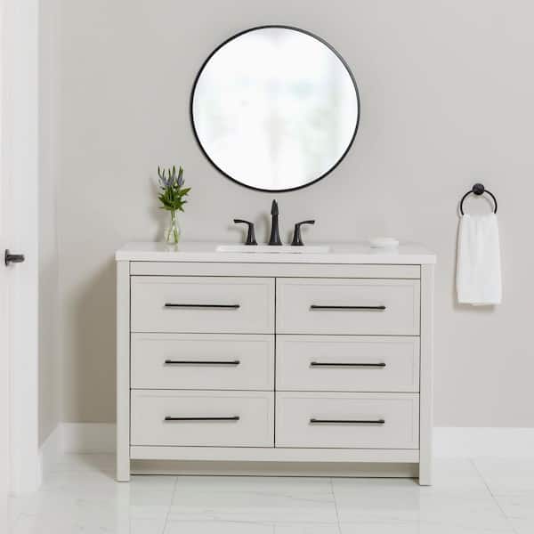 Hailey 49 in. Single Sink Soft Beige Bath Vanity with White Cultured Marble Top (Assembled)