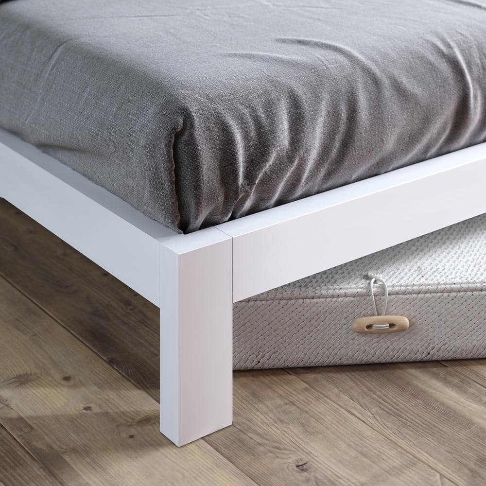 Arnav White Full Metal Platform Bed Frame with Slats