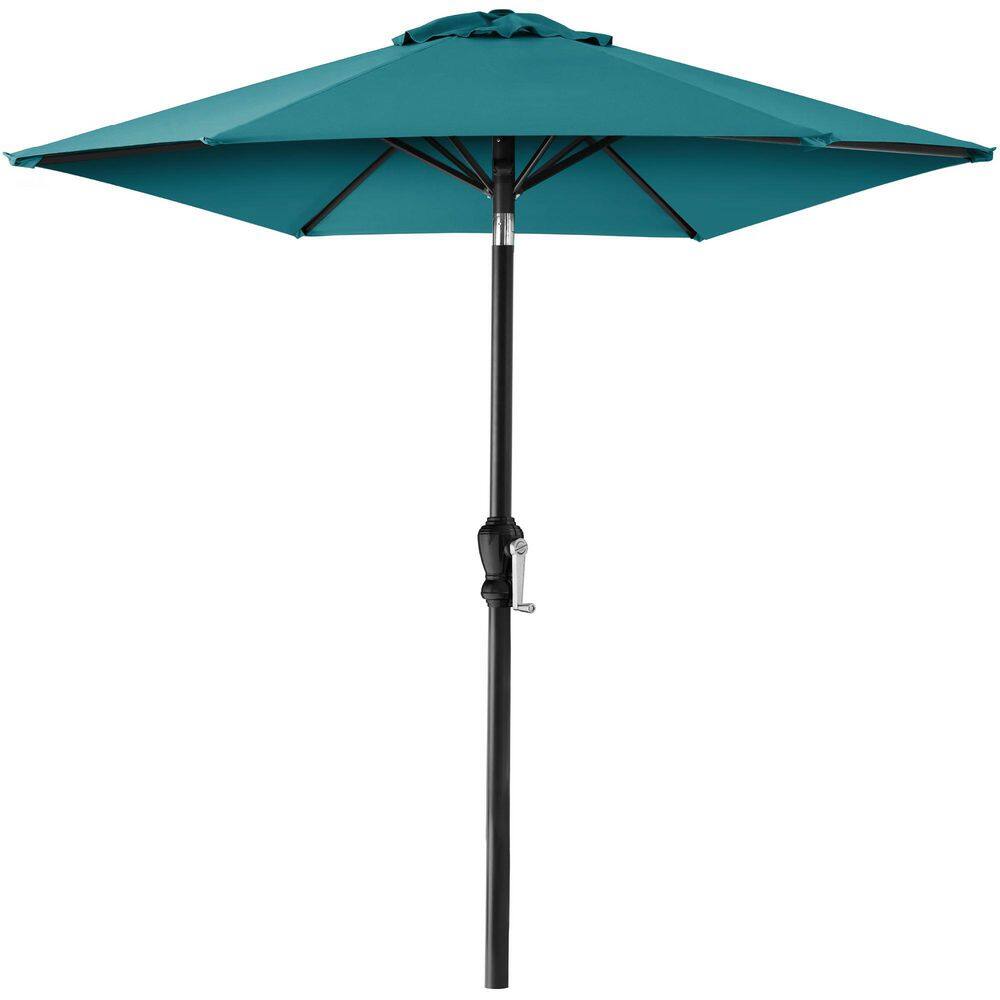 10 ft. Steel Market Tilt Patio Umbrella in Cerulean with Crank Lift