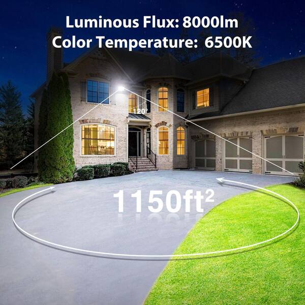 80W Daylight White LED Flood Light Fixture 8000 Lumens IP66 Waterproof Outdoor Security Yard Lighting, 2-Pack