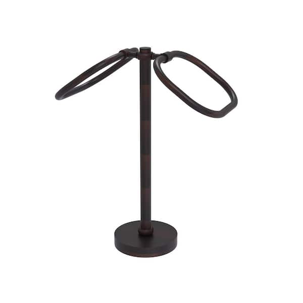 Allied Brass Freestanding 2-Ring Oval Towel Ring with Twisted Accents in Venetian Bronze