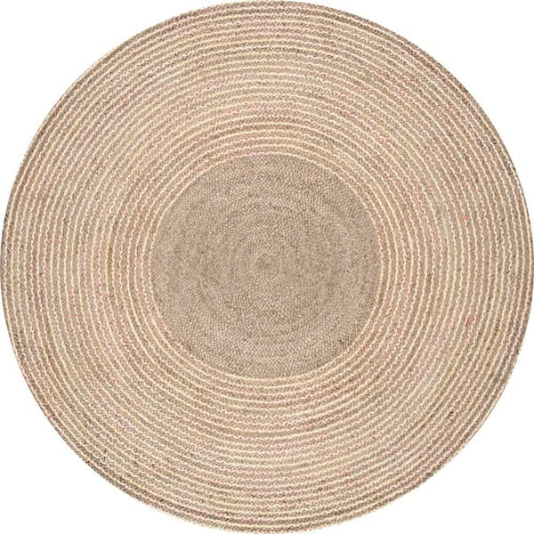 nuLOOM Draya Braided Jute Tan 6 ft. Round Rug TADC01CR606 The Home Depot