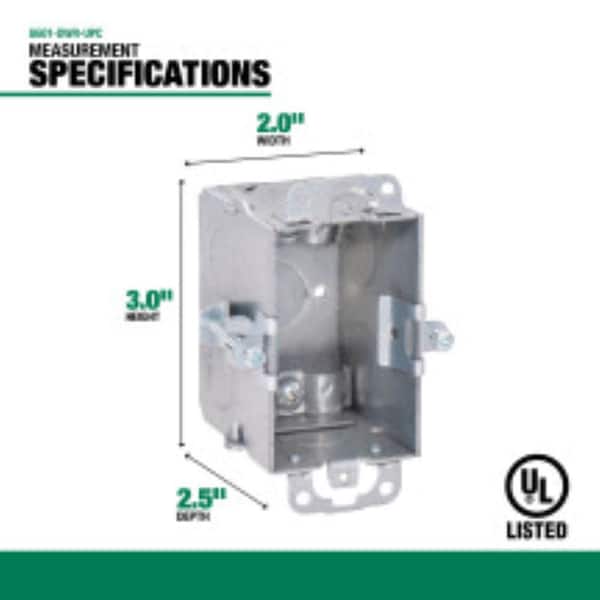 Southwire 3 in. H x 2 in. W x 2-1/2 in. D Steel Metallic 1 Southwire 3 in. H x 2 in. W x 2-1/2 in. D Steel Metallic 1