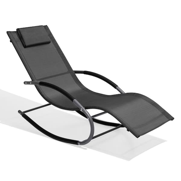 Crestlive Products Metal Outdoor Rocking Chair in Black