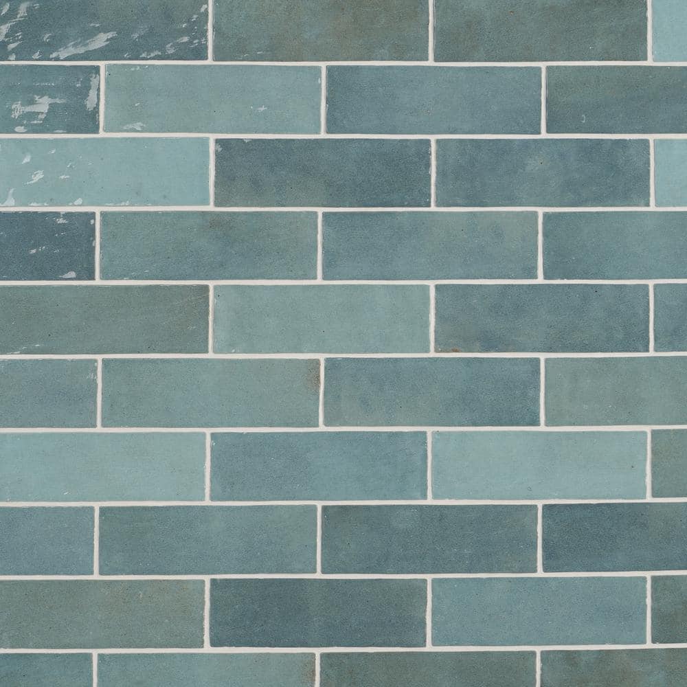 Turquoise 7.87" x 2.56" Polished Ceramic Wall Tile
