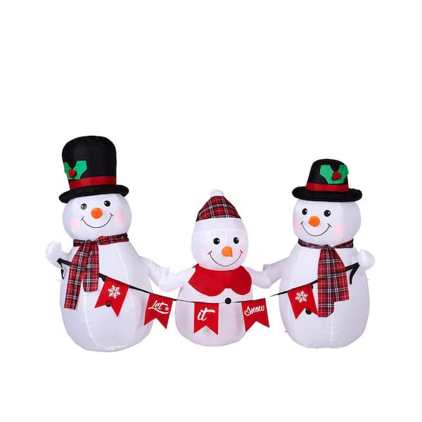 6.2 ft. x 6 ft. Pre-lit Snowman Family Christmas Inflatable with Bunting