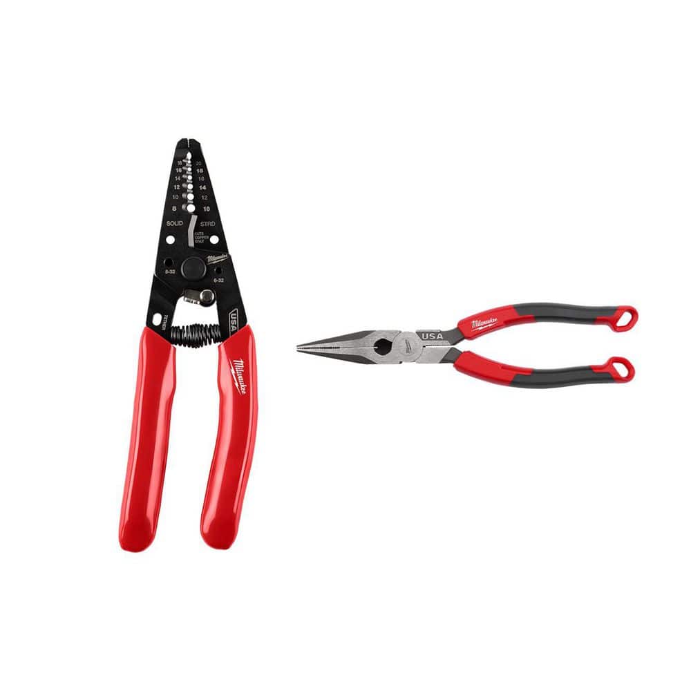 "8-20 AWG Dipped Grip Wire Stripper & Cutter (USA) and 8"" Long Nose Comfort Grip Pliers (USA)" price history on PriceWatchPro