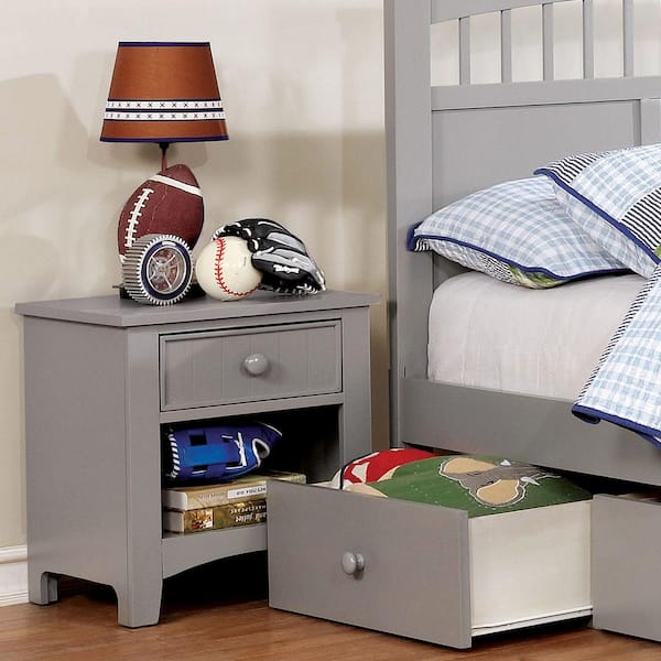 Furniture of America Eavan 1-Drawer Gray Nightstand