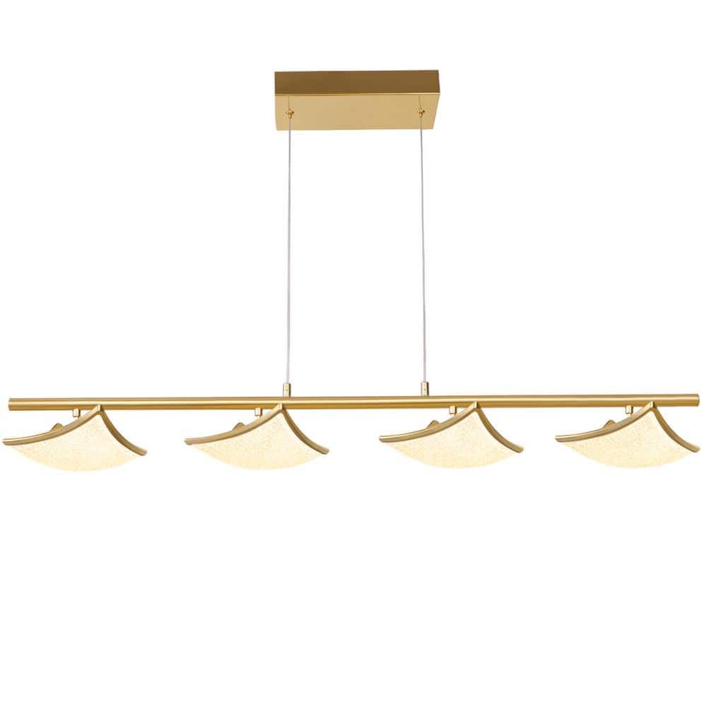 20-Watt 4-Light Gold 3000K Warm Light Dimmable Integrated LED Linear Pendan