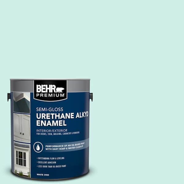 BEHR PREMIUM 1 gal. #490A-1 Teal Ice Urethane Alkyd Semi-Gloss Enamel Interior/Exterior Paint