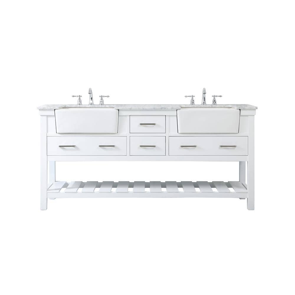 Simply Living 72 in. W x 22 in. D x 34.125 in. H Bath Vanity in White with 