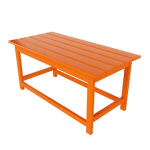 Laguna Orange Outdoor All Weather Fade Resistant HDPE Plastic Rectangle Patio Furniture Coffee Table