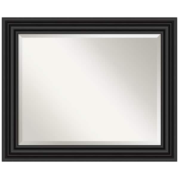 Amanti Art Medium Rectangle Matte Black Beveled Glass Modern Mirror (27.75 in. H x 33.75 in. W)