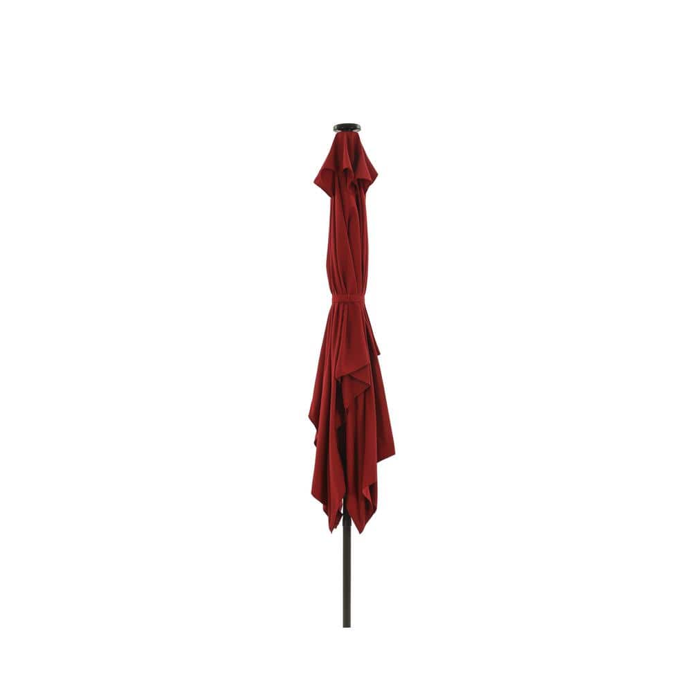 10 ft. x 6.5 ft. Market Rectangular Outdoor Patio Umbrella with LED in Red