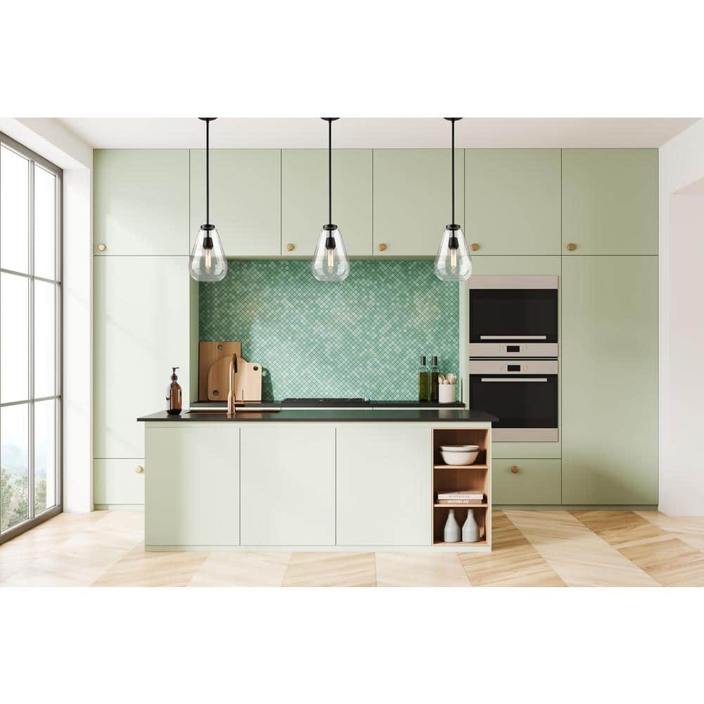 Ayra Matte Black and Nickel Glass Pendant Light