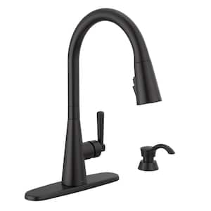 Boyd Single Handle Pull Down Sprayer Kitchen Faucet with ShieldSpray Technology in Matte Black