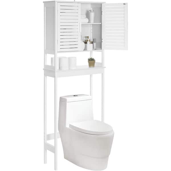 Nordic Hygge 23.6 in. W x 68.1 in. H x 9.1 in. D Over the Toilet Storage Cabinet with Doors, Cloud White