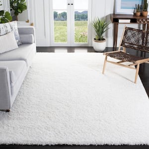 California Shag White 11 ft. x 15 ft. Solid Area Rug