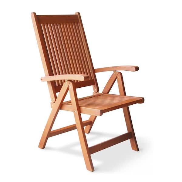 Misopily Stylish and Modern Design 1-Piece Wood Outdoor Folding Recliner Chair with 5-Adjustable Position Stable,  Sturdy in Teak