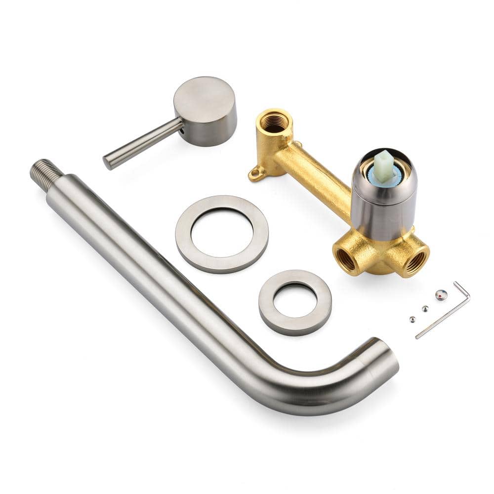 Brushed Nickel Single Handle Wall Mount Tub Filler Faucet