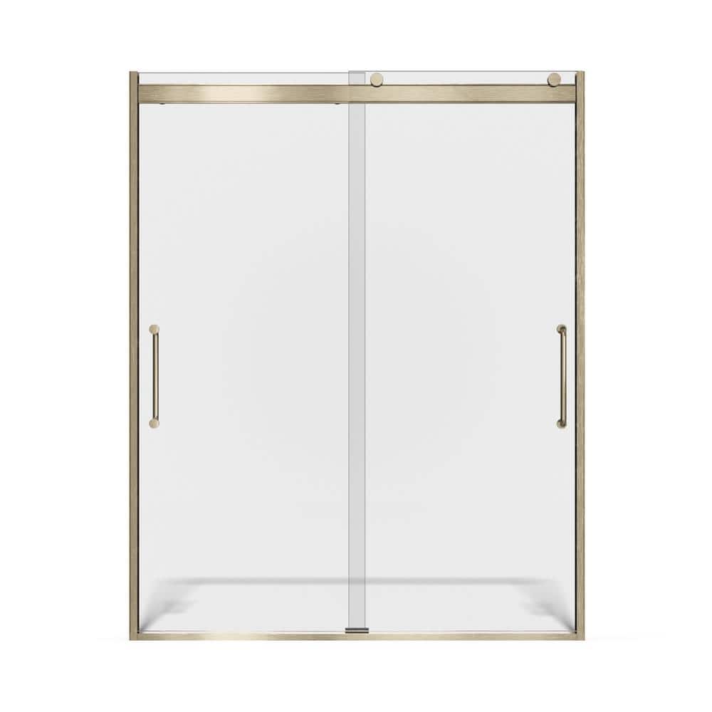 Arelo 56" - 60" Frameless Sliding Shower Door with Brushed Gold Frame