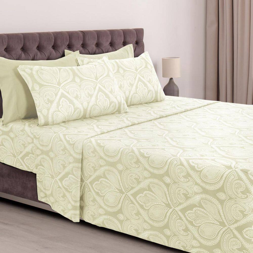 Lux Decor 6-Piece Microfiber Sheet Set Paisley Pattern with Deep Pocket Fitted Sheet & Pillowcases-Queen Ivory price history on PriceWatchPro