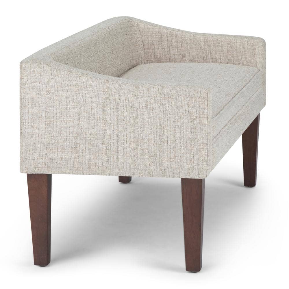 Platinum Upholstered Bench with Low Back and Swooped Arms