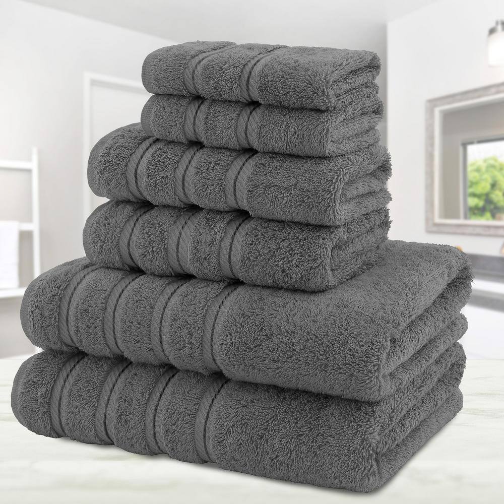 Gray 6-Piece Turkish Cotton Towel Set