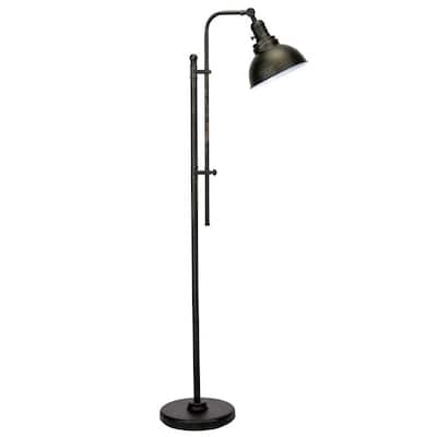 65 in. Adjustable Aged Bronze Industrial Floor Lamp with Metal Shade