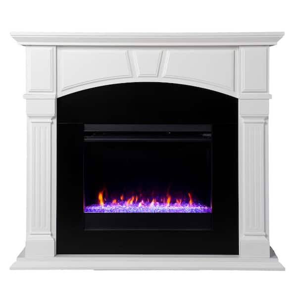Southern Enterprises Margueritte 48 in. Color Changing Electric Fireplace in White and Black