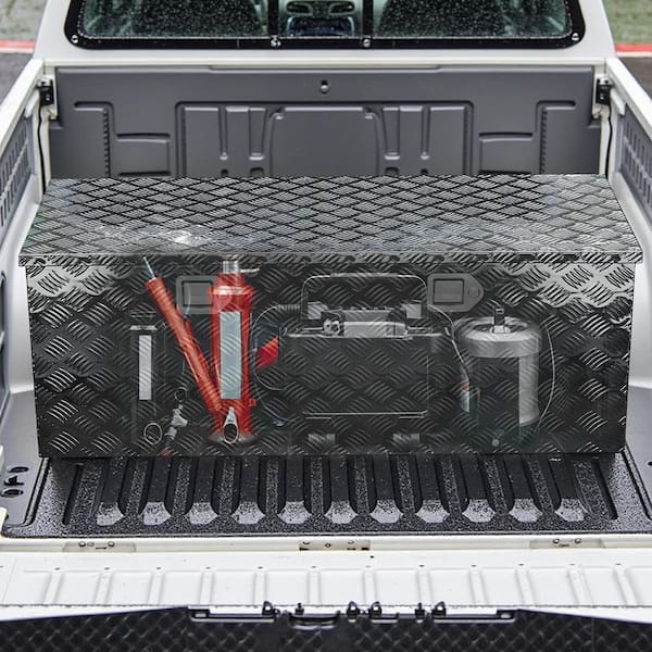 Side Truck Tool Box in Heavy Duty Aluminum 48 in. with Stripes Plated Black
