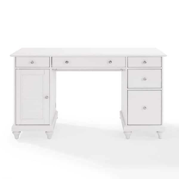 5 Drawer Executive Desk, Thin White Desk With Drawers