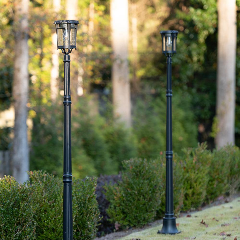 Aurora Black Cast Aluminum Solar Outdoor Light with LED Bulb