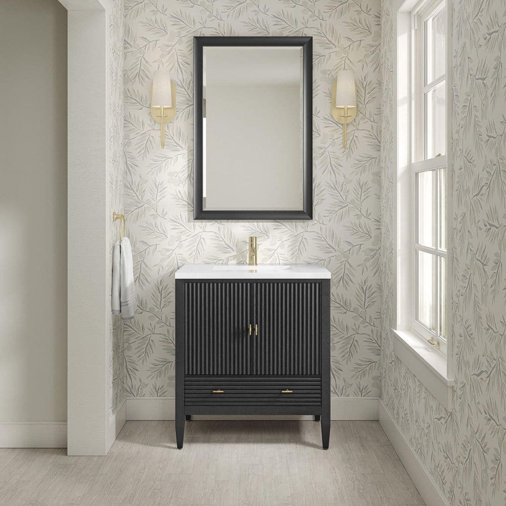 Myrrin 30.0 in. Single Bath Vanity in Carbon Oak with White Zeus Quartz Top price history on PriceWatchPro