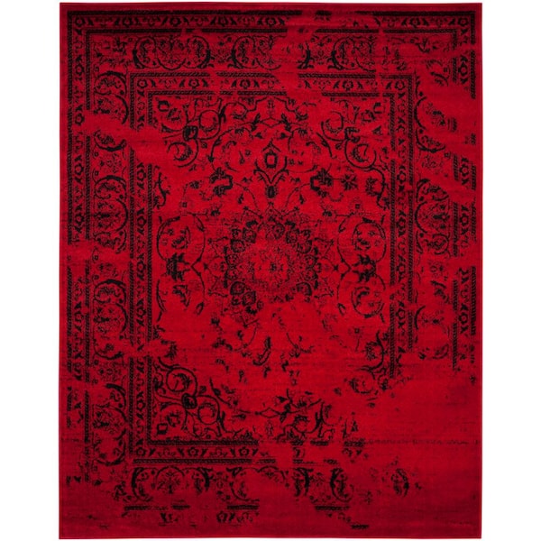SAFAVIEH Adirondack Red/Black 10 ft. x 14 ft. Border Floral Area Rug