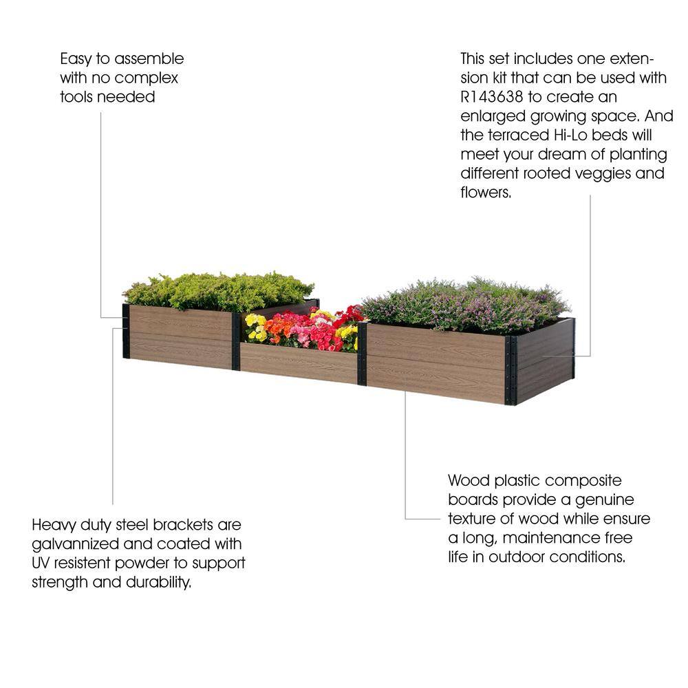 Brown and Black Composite Wood and Steel Raised Garden Bed