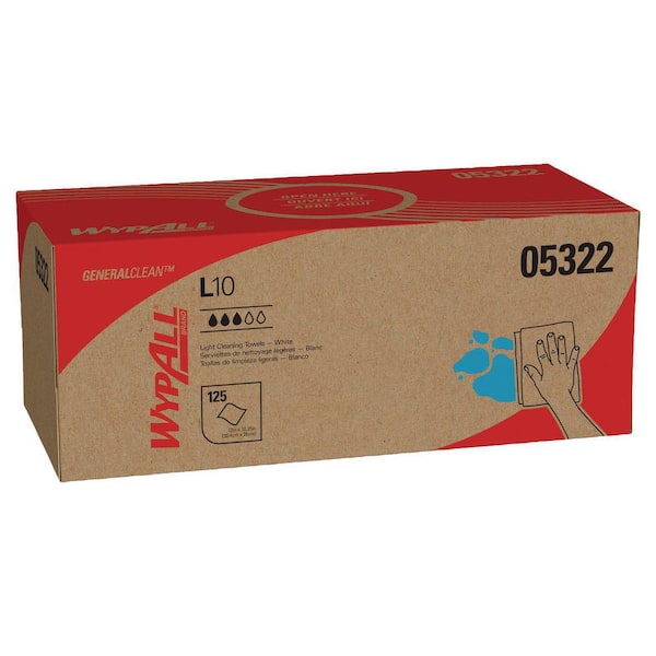 L10 Towels POP-UP Box, 1Ply, 12 in. x 10-1/4 in., White, 125/Box, 18 Boxes/Carton