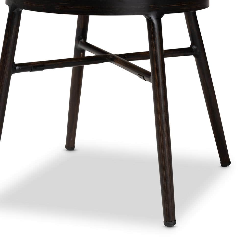 Thalia Mid-Century Modern Brown Metal and Rattan Dining Chair Set