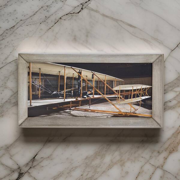 Benjara Brown, Black and White Wooden Framed Traditional Vintage Plane Design Wall Art