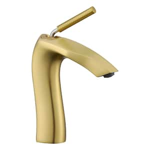 Single Handle Single Hole 1.75 GPM Bathroom Faucet, Brushed Gold Lavatory Basin Sink Faucet with Spot Resistant