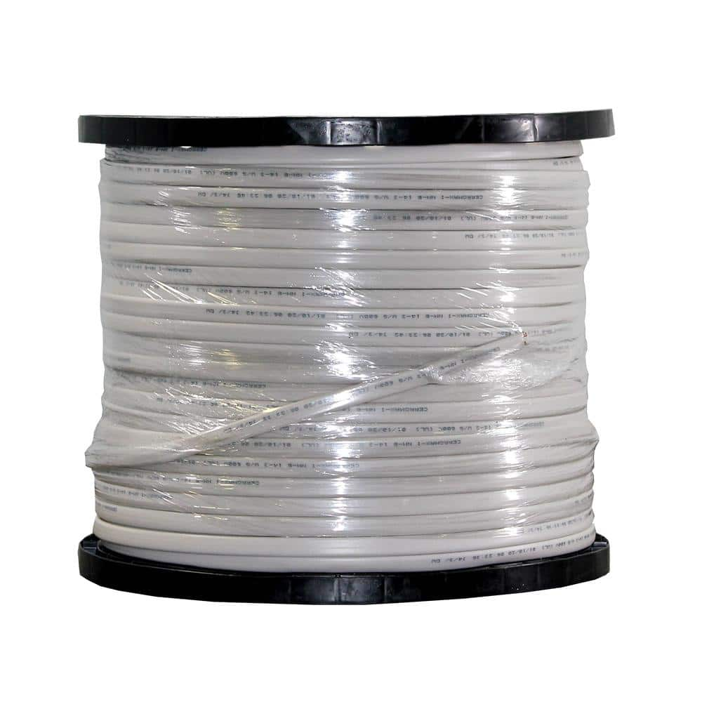 Cerrowire 1,000 Ft. 14/3 White Solid CerroMax SLiPWire Copper NM-B Wire ...