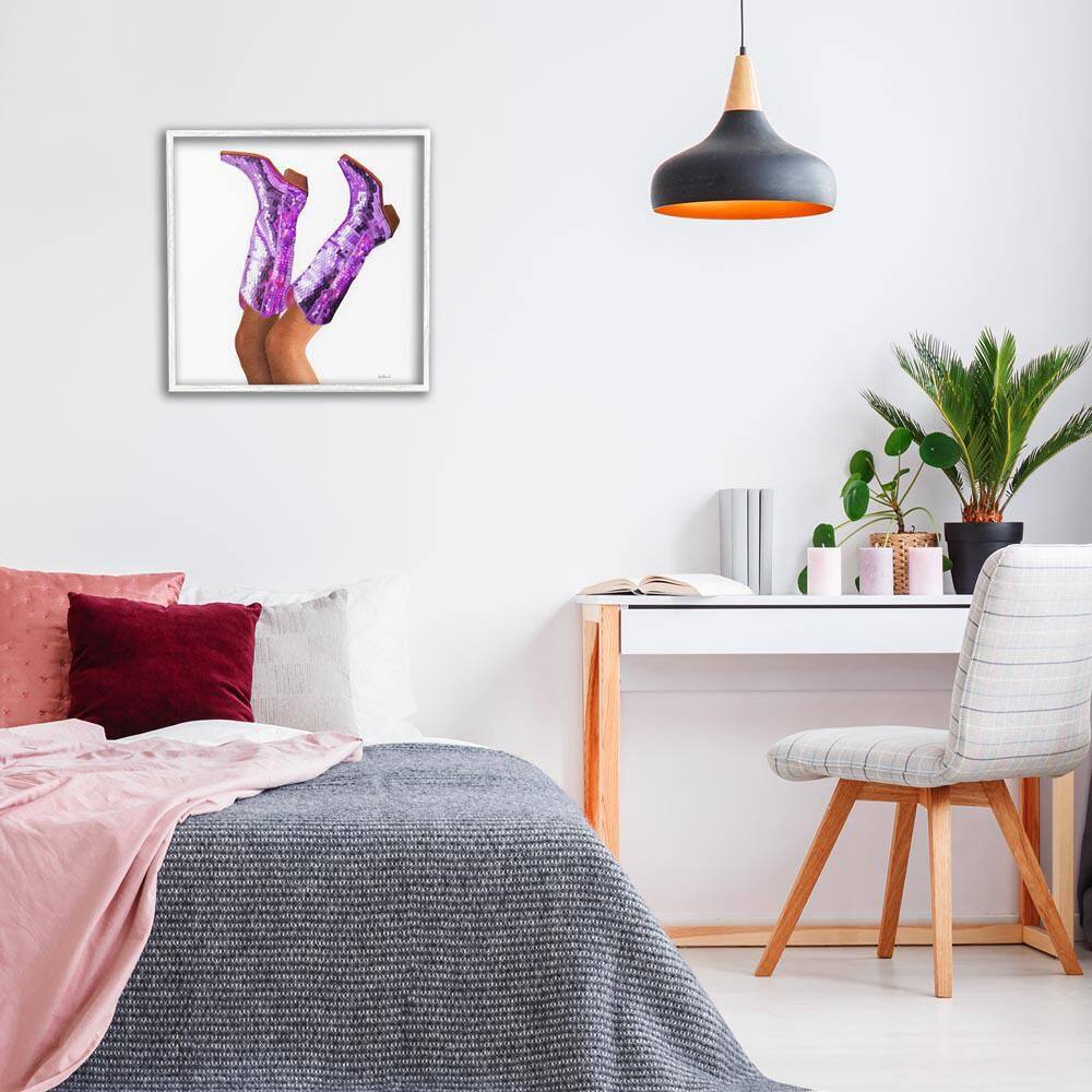 Purple Glam Cowgirl Boots by Amanda Greenwood White Framed People Giclee Art Print 24 in. x 24 in. price history on PriceWatchPro