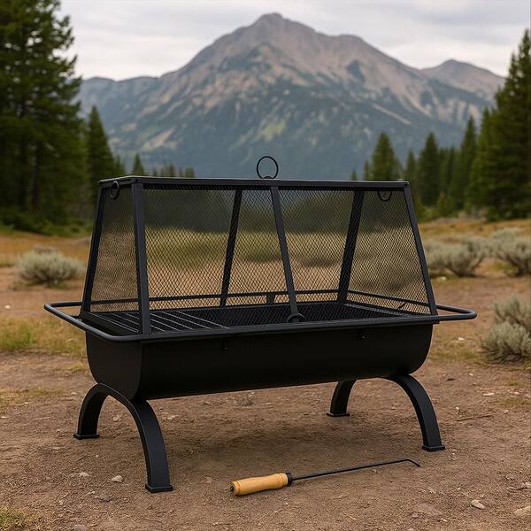 Sunnydaze Northland 36 in. x 27 in. Rectangle Steel Wood Burning