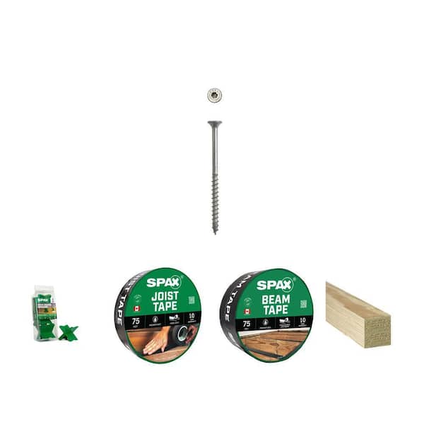 9 x 2-1/2 in. Deck Screws, Spacer Tool, 1 5/8 in. and 3 1/3 in. Deck Tape, 4 in. Timber