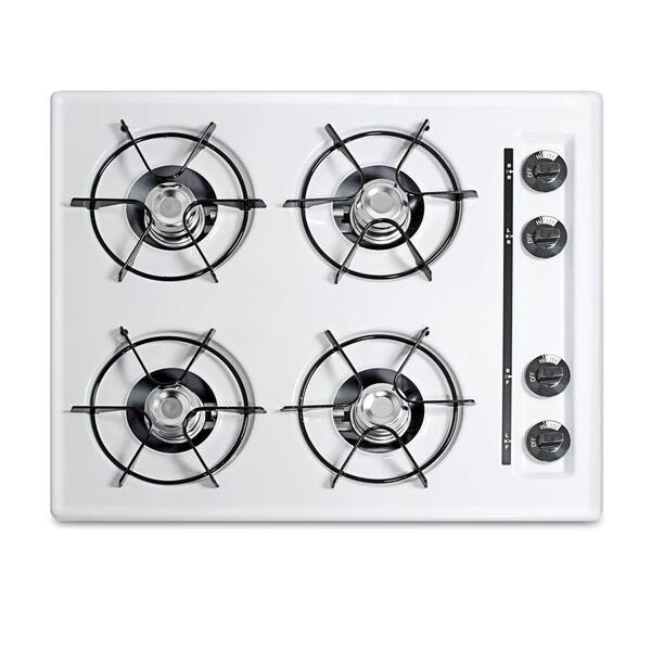 Unbranded 24 in. Gas Cooktop in White with 4 Burners