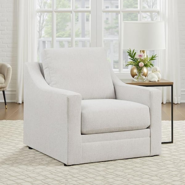 Chalk Gray Polyester Arm Chair with Loose Back