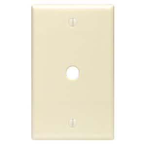 1-Gang Midway Size 0.312 in. Dia Phone/Cable Opening Plastic Box Mount Wall Plate in Ivory