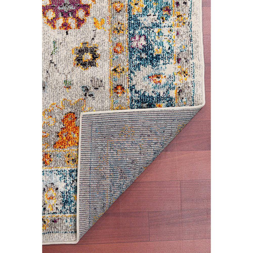 Blue and Orange Reversible Synthetic Rectangular Area Rug